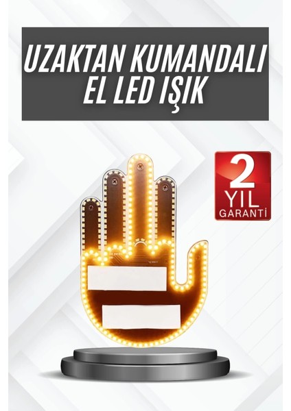 Uzaktan Kumandalı El Orta Parmak LED Araç Camına Özel