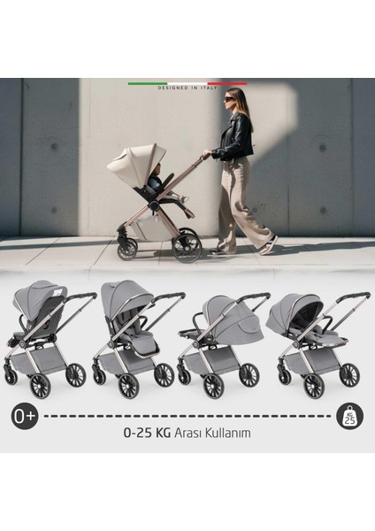 Milazzo Premium Çift Yönlü Bebek Arabası Gri modelleri