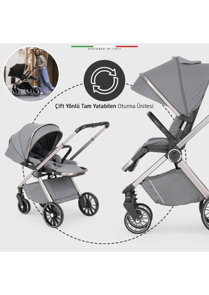 Milazzo Premium Çift Yönlü Bebek Arabası Gri fırsatları