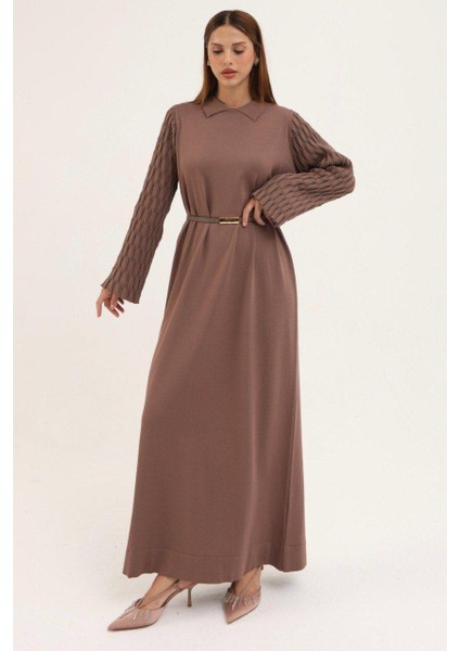 Kadın Merserize Kumaş Kemerli Triko Elbise - MDS002828ELBS fiyatları