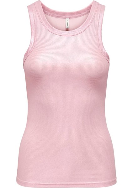 Onlsol Lıfe S/l Glıtter Rıb Top Jrs Kadın Candy Pink T-Shirt - 15325270