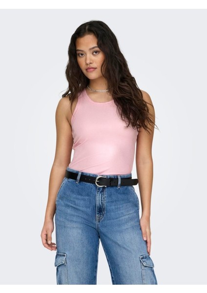 Onlsol Lıfe S/l Glıtter Rıb Top Jrs Kadın Candy Pink T-Shirt - 15325270 fiyatları