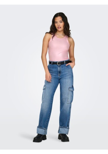 Onlsol Lıfe S/l Glıtter Rıb Top Jrs Kadın Candy Pink T-Shirt - 15325270 modelleri