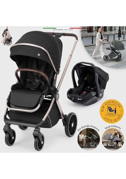 Milazzo Premium Travel Sistem Bebek Arabası Siyah