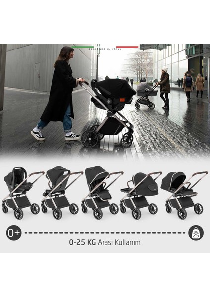 Milazzo Premium Travel Sistem Bebek Arabası Siyah modelleri