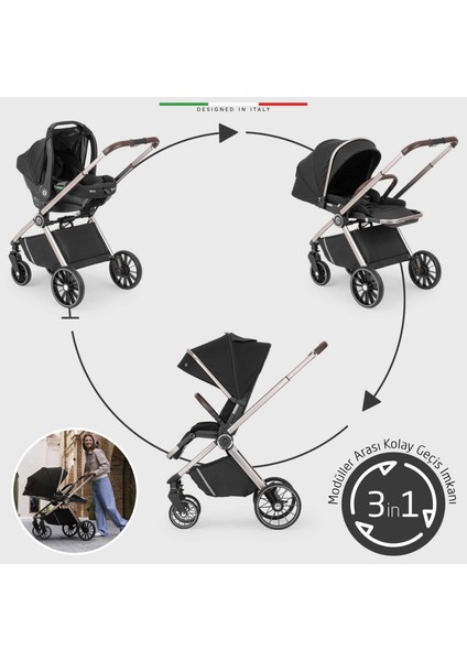 Milazzo Premium Travel Sistem Bebek Arabası Siyah fırsatları