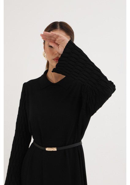 Kadın Merserize Kumaş Kemerli Triko Elbise - MDS002828ELBS fiyatları