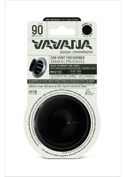 Araba Klima Kokusu, Spin Oto Kokusu, Musk Aromalı, 90 Gün Etkili Araç Kokusu - Mystic