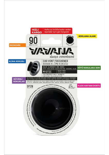 Araba Klima Kokusu, Spin Oto Kokusu, Musk Aromalı, 90 Gün Etkili Araç Kokusu - Mystic fırsatları