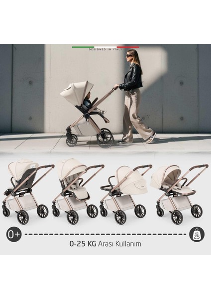 Milazzo Premium Çift Yönlü Bebek Arabası Bej modelleri
