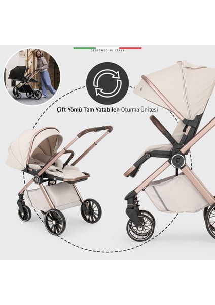 Milazzo Premium Çift Yönlü Bebek Arabası Bej fırsatları