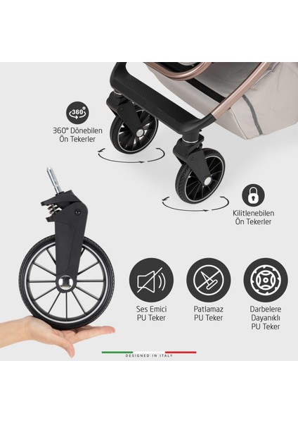 Milazzo Premium Çift Yönlü Bebek Arabası Bej