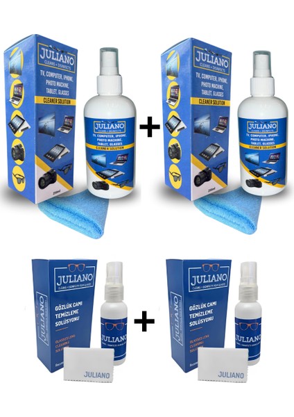 2 Adet 250 ml + 2 Adet 50 ml Temizlik Seti - Televizyon, Cep Telefonu, Kamera, Gözlük, Led, Ekran, Laptop, Tablet, Bilgisayar