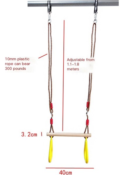 Çocuk ev kullanımı tek çubuk, asılı tırmanma ipi, ip mern, halkalar, fiziksel uygunluk ve duyusal bütünleşme eğitim salıncağı, iç ve dış mekan (Yurt Dışından) fiyatları