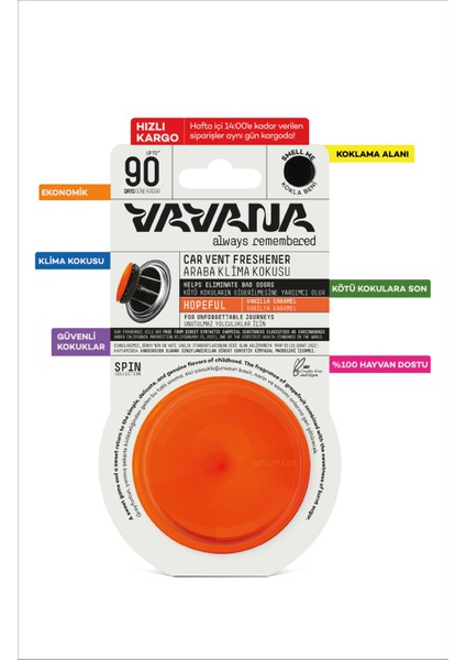 Araba Klima Kokusu, Spin Oto Kokusu, Vanilya Karamel Aromalı, 90 Gün Etkili Araç Kokusu - Hopeful fırsatları