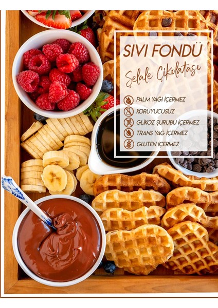 Sıvı Fondü Şelale Çikolata Sos - Waffle& Krep& Pankek& Tatlı& Dondurma& Kruvasan& San Sebastian Sos - 300 Gr / 225 ml fiyatları