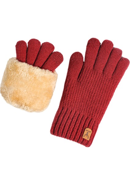 Kadın Isıtmalı, Soğuktan Koruyan, Dış Mekan Bisikleti Için Ikili Yünlü, Kalınlaştırılmış Dokunmatik Ekran Eldiveni (Yurt Dışından)