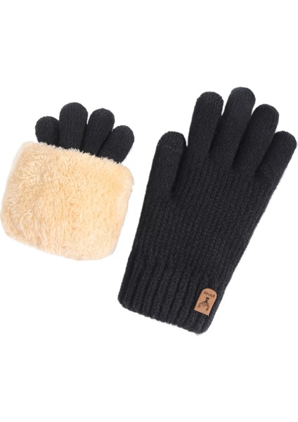 Kadın Isıtmalı, Soğuktan Koruyan, Dış Mekan Bisikleti Için Ikili Yünlü, Kalınlaştırılmış Dokunmatik Ekran Eldiveni (Yurt Dışından)