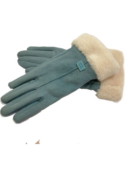 Kadın Dokunmatik Ekstra Kürk Isıtmalı Nubuk Eldiven (Yurt Dışından)