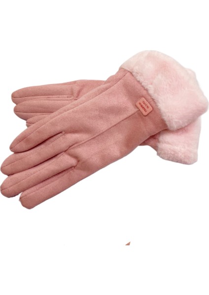 Kadın Dokunmatik Ekstra Kürk Isıtmalı Nubuk Eldiven (Yurt Dışından)