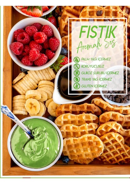 Antep Fıstıklı Sos - Waffle& Krep& Pankek& Tatlı& Dondurma& Kruvasan& San Sebastian Sos - 300 Gr / 225 ml fiyatları