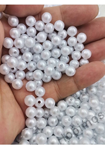 8mm Beyaz Renk Plastik İnci Boncuk Takı Yapımında Kullanım İçin 500 GR A Kalite modelleri