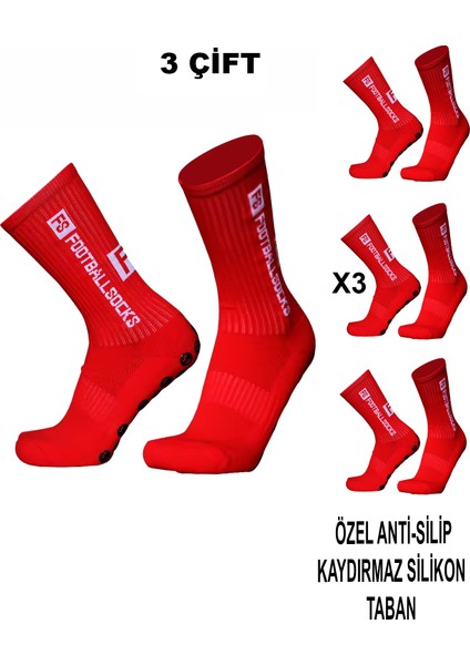 3 Çift Kaydırmaz Silikon Tabanlı Futbol Çorabı Kauçuk Havlu Taban Dikişsiz Maç Sporcu Tozluk Konç