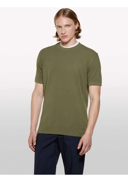 %100 Pamuk Bisiklet Yaka Regular Fit T-Shirt Erkek Yeşil T-Shirt - 325P3089S104J fırsatları