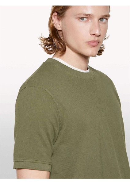 %100 Pamuk Bisiklet Yaka Regular Fit T-Shirt Erkek Yeşil T-Shirt - 325P3089S104J indirimleri