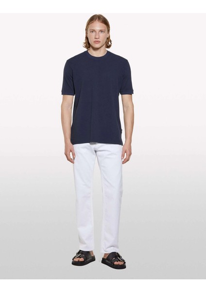 %100 Pamuk Bisiklet Yaka Regular Fit T-Shirt Erkek Lacivert T-Shirt - 325P3089S104J