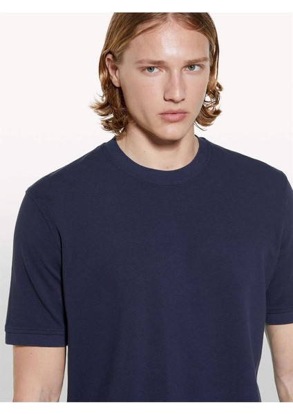 %100 Pamuk Bisiklet Yaka Regular Fit T-Shirt Erkek Lacivert T-Shirt - 325P3089S104J indirimleri