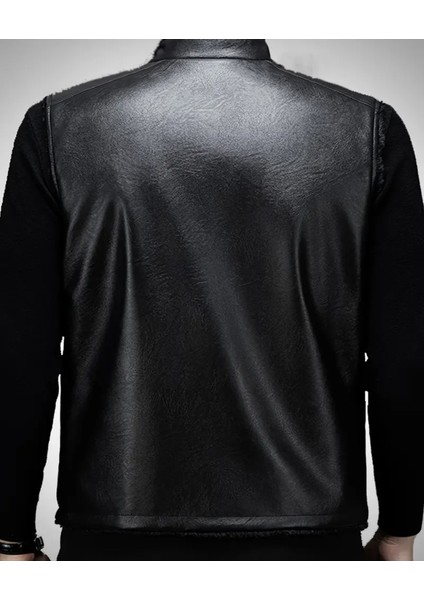 Suni Deri Içi Kürklü Hakim Yaka Yelek modelleri