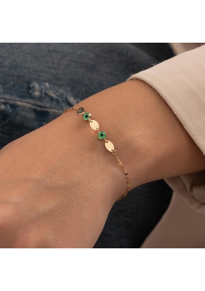 Nazar Boncuklu 14 Ayar Altın Bileklik