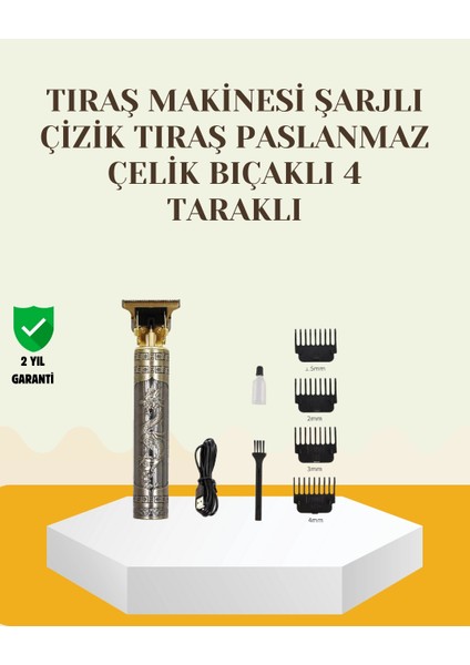 Şarjlı Titanyum Bıçaklı Saç ve Sakal Kesme Makinesi