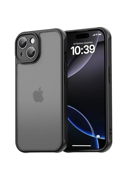 15 Için Mattcover Serisi Arkası Mat Polikarbonat Kenarları Silikon ve Köşeleri Güçlendirilmiş Kamera Korumalı Ince Silikon Kılıf (Düz, 15) modelleri