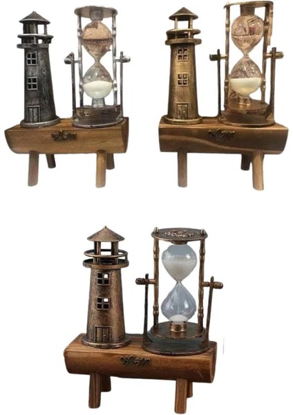Hediyelik Eşya Retro Deniz Fenerli Kum Saati Ahşap Görünümlü Dekoratif Eşya modelleri