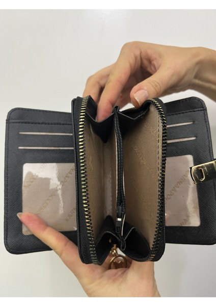 Siyah Krem Ekstra Kağıt Para Bölümlü Leopar Desenli Gold Detaylı Deri Kadın Cüzdan indirimleri
