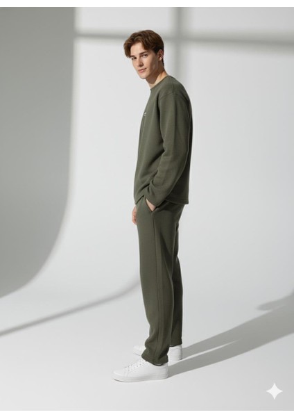 Unisex Bisiklet Yaka Baskılı Cepli Uzun Kol 2'li Takım