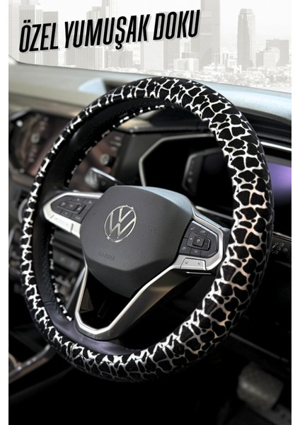 Candy Seri Kadınlara Özel Leopar Desen Kadife Geçmeli Direksiyon Kılıfı Yumuşak Doku Araç Aksesuar fiyatları
