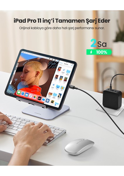 USB-C 100W 5A QC PD Hızlı Şarj Kablosu, 1 Metre, Siyah, 80371