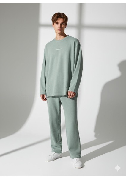 Unisex Bisiklet Yaka Baskılı Cepli Uzun Kol 2'li Takım