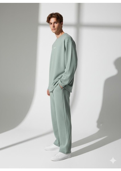 Unisex Bisiklet Yaka Baskılı Cepli Uzun Kol 2'li Takım