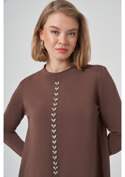 Taş Işleme Detay Triko Takım 1351 Kahverengi fiyatları