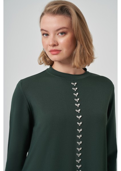 Taş Işleme Detay Triko Takım 1351 Çam Yeşil fiyatları