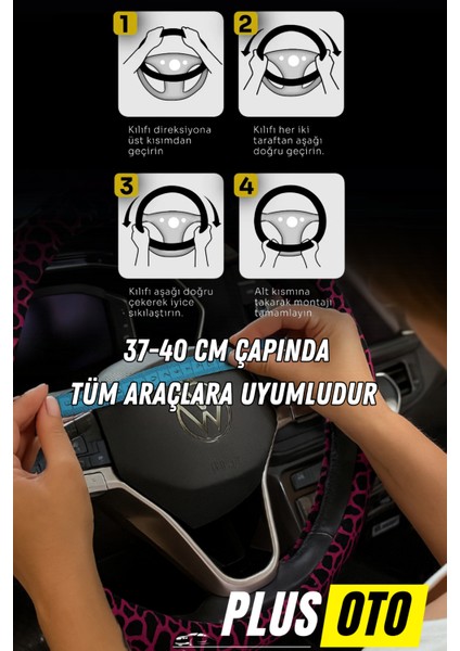 Candy Seri Kadınlara Özel Leopar Desen Kadife Geçmeli Direksiyon Kılıfı Yumuşak Doku Araç Aksesuar modelleri