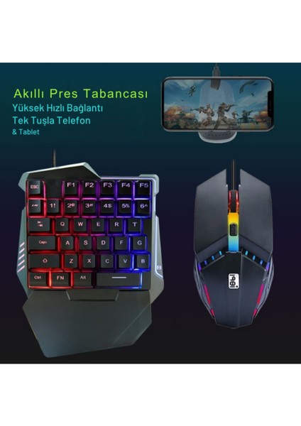 G506 Tek Elle Kullanılabilen USB Oyun Klavyesi ve Faresi