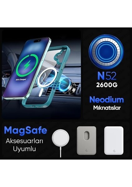 16 Için Super-Crystal ile Uyumlu Kılıf Arkası Kristal Berraklığında Cam Görünüm Kenarları Darbe Emici Silikon Hybrid Kılıf (Yeşil, 16)