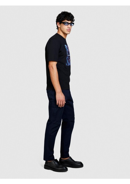 %100 Pamuk Önü Baskı Detaylı Bisiklet Yaka T-Shirt Erkek Siyah T-Shirt - 324P3I1XS103I modelleri