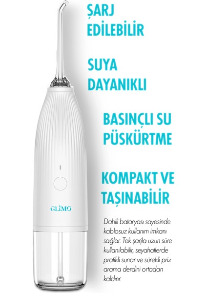 Ağız Duşu | Derin Diş Arası Temizlik, Diş Eti Masajı & Plak Karşıtı | Taşınabilir Water Floss Cihazı Beyaz fiyatları