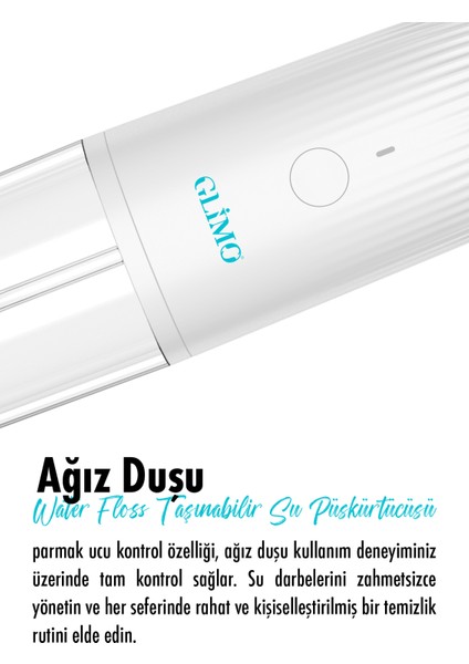 Ağız Duşu | Derin Diş Arası Temizlik, Diş Eti Masajı & Plak Karşıtı | Taşınabilir Water Floss Cihazı Beyaz